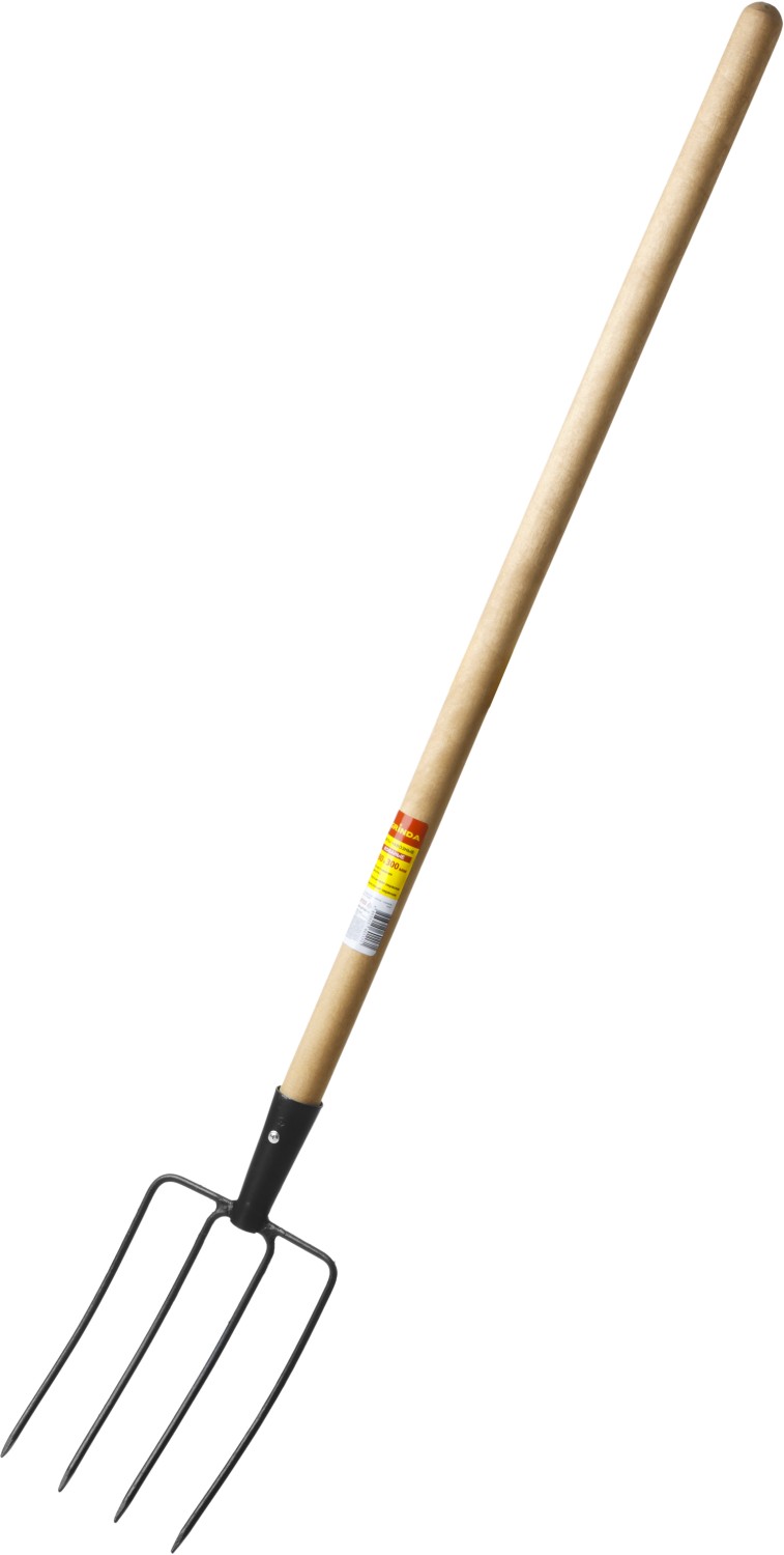 GRINDA 180 х 300 х 1330 мм, четырёхрогие, кованные зубья, деревянный черенок высш. сорт, вилы навозные кованые (39723)