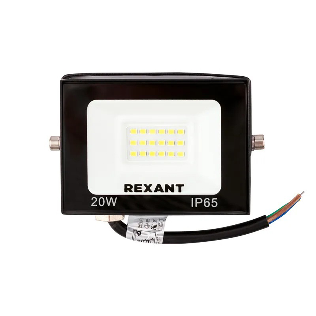 Прожектор светодиодный 20 вт 1600 лм 4000 k (черный) (1/24) "rexant" 605-029
