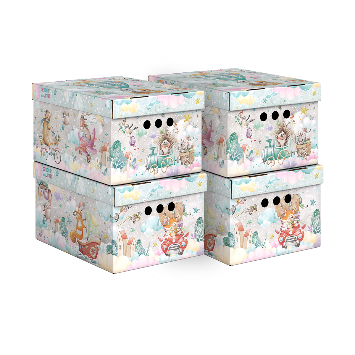 Короб для хранения "путешастики" 25*33*18,5 см (набор 4 шт.) (1/10) "valiant" kctn-tr-4s