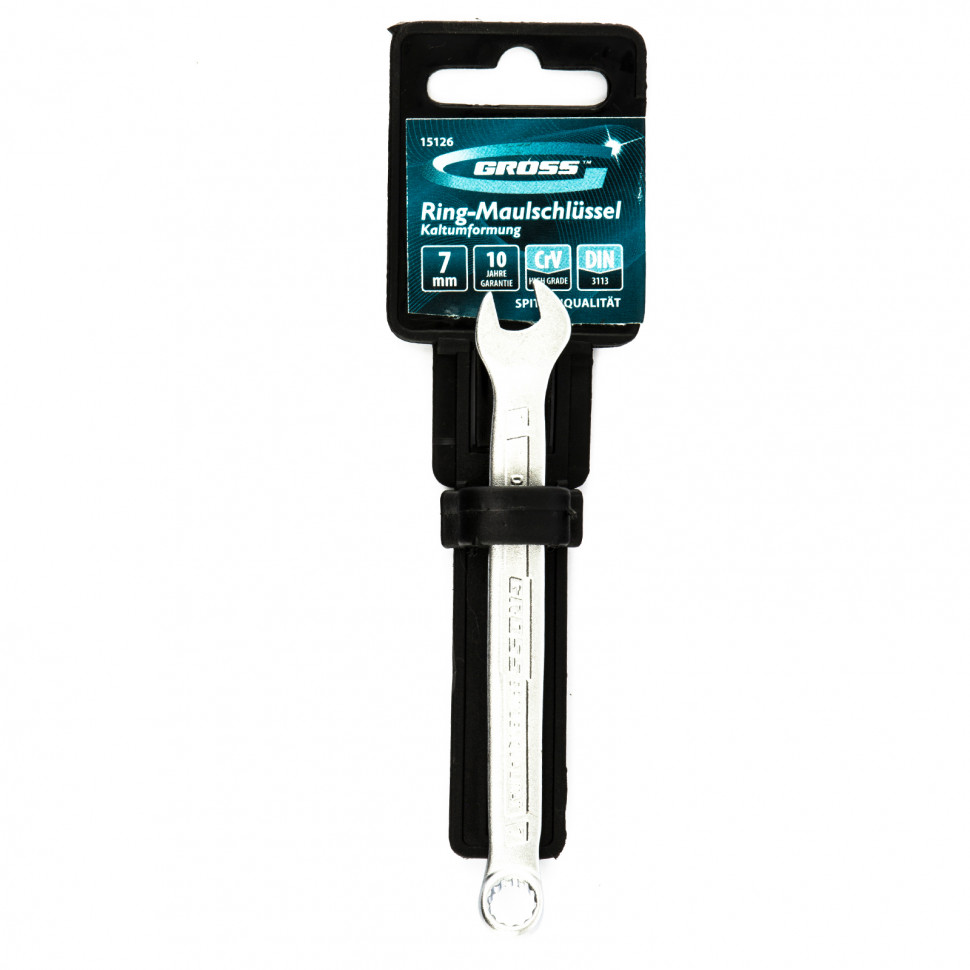 Ключ комбинированный 7 мм, CrV, холодный штамп Gross (15126)