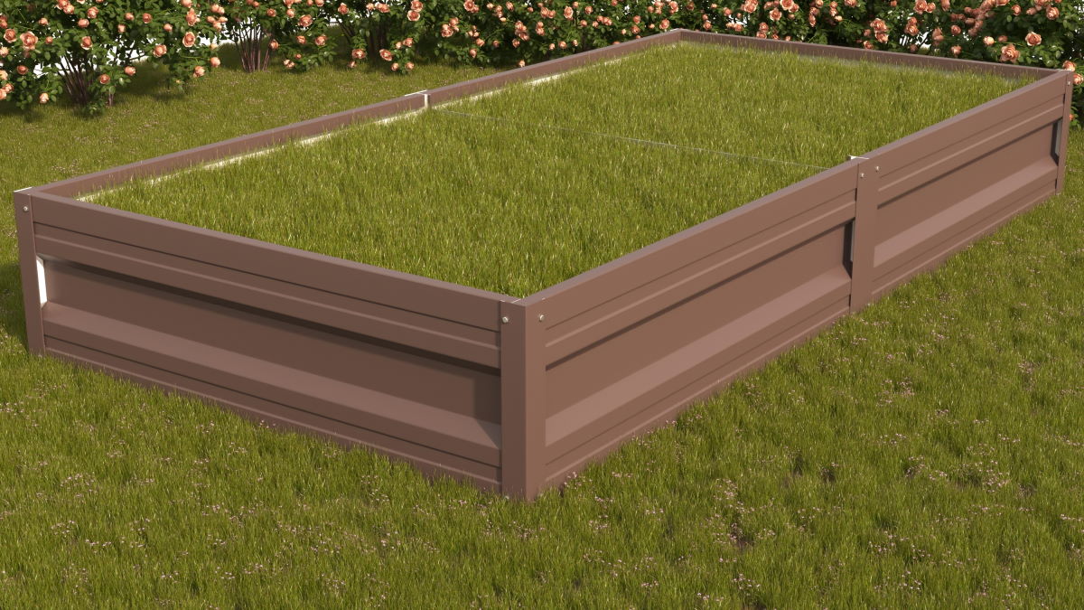 Грядка оцинкованная с полимерным покрытием Усиленная (с ребрами жесткости) , металл 0.6 мм, длина 9 м, ширина 0.7 м, высота 0.3 м, цвет Коричневый