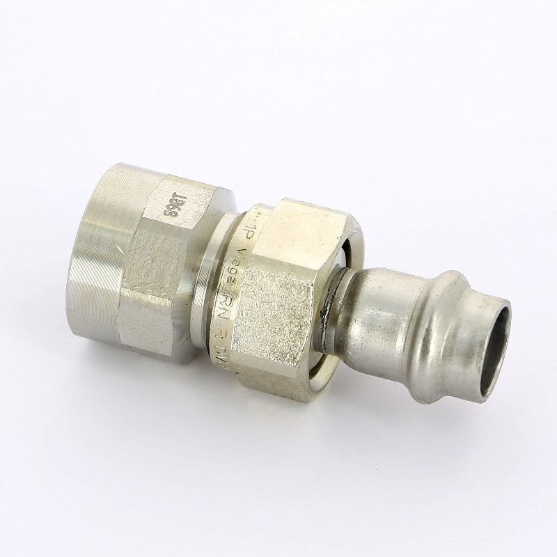 Муфта пресс-В разъёмная 15x3/4" с плоской прокладкой нержавеющая сталь Sanpress Inox VIEGA