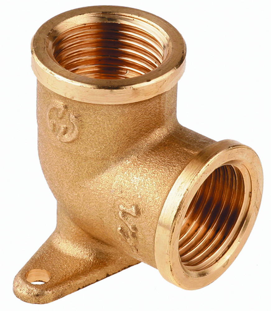 GENERAL FITTINGS гайка/гайка, 1/2″, латунь, уголок с креплением к стене (51076-G/G-1/2)