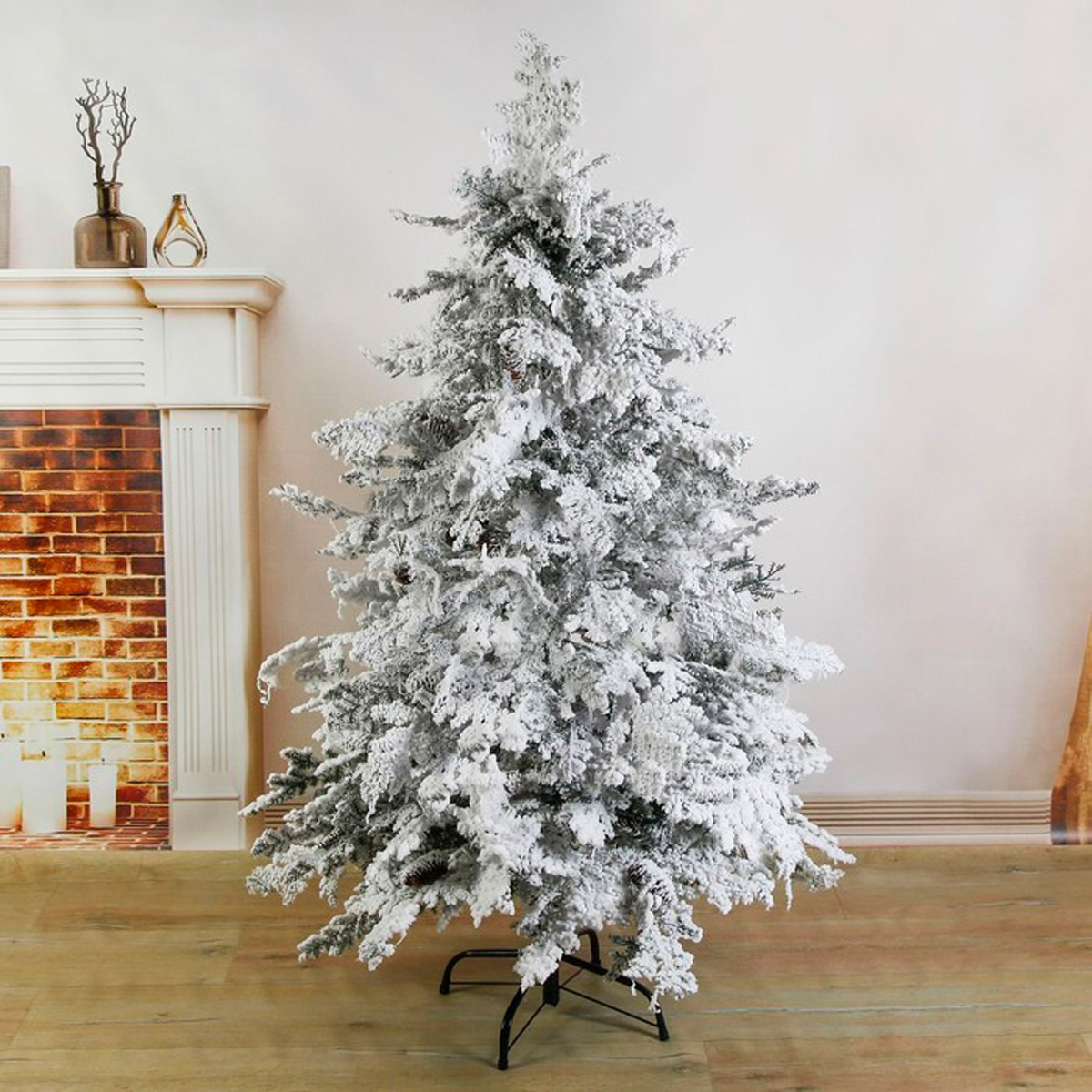 Ель декор. "элит снежная" с шишками 120 см, 110 веток (белая) "зимнее волшебство" 2338593