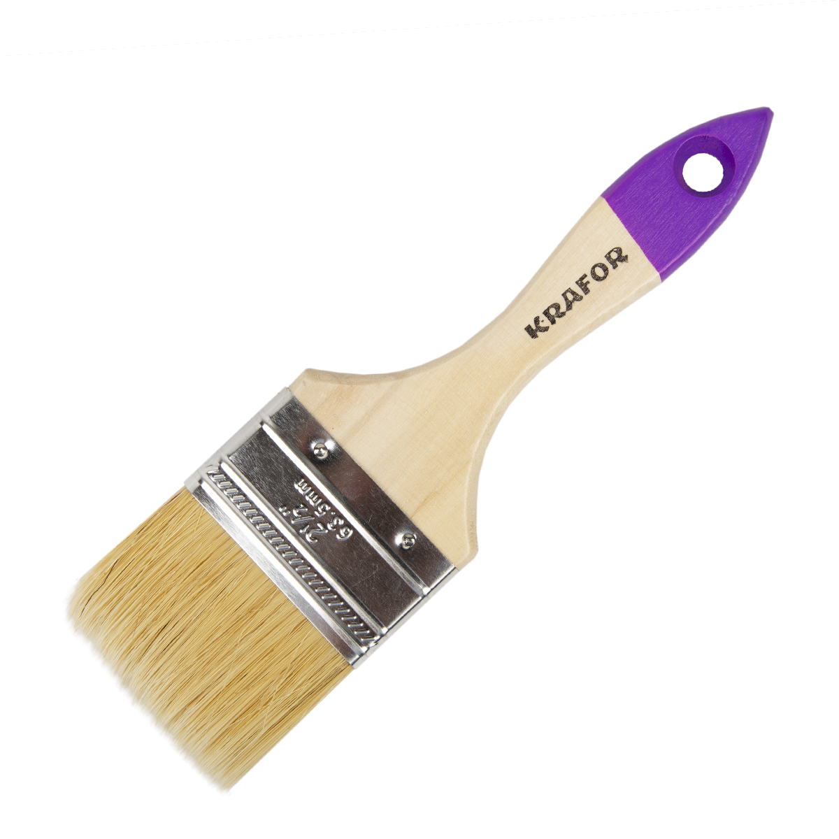 Кисть плоская  №2,5/63 мм  (12/480) натур.щетина, дерев.ручка "krafor" 002-0025