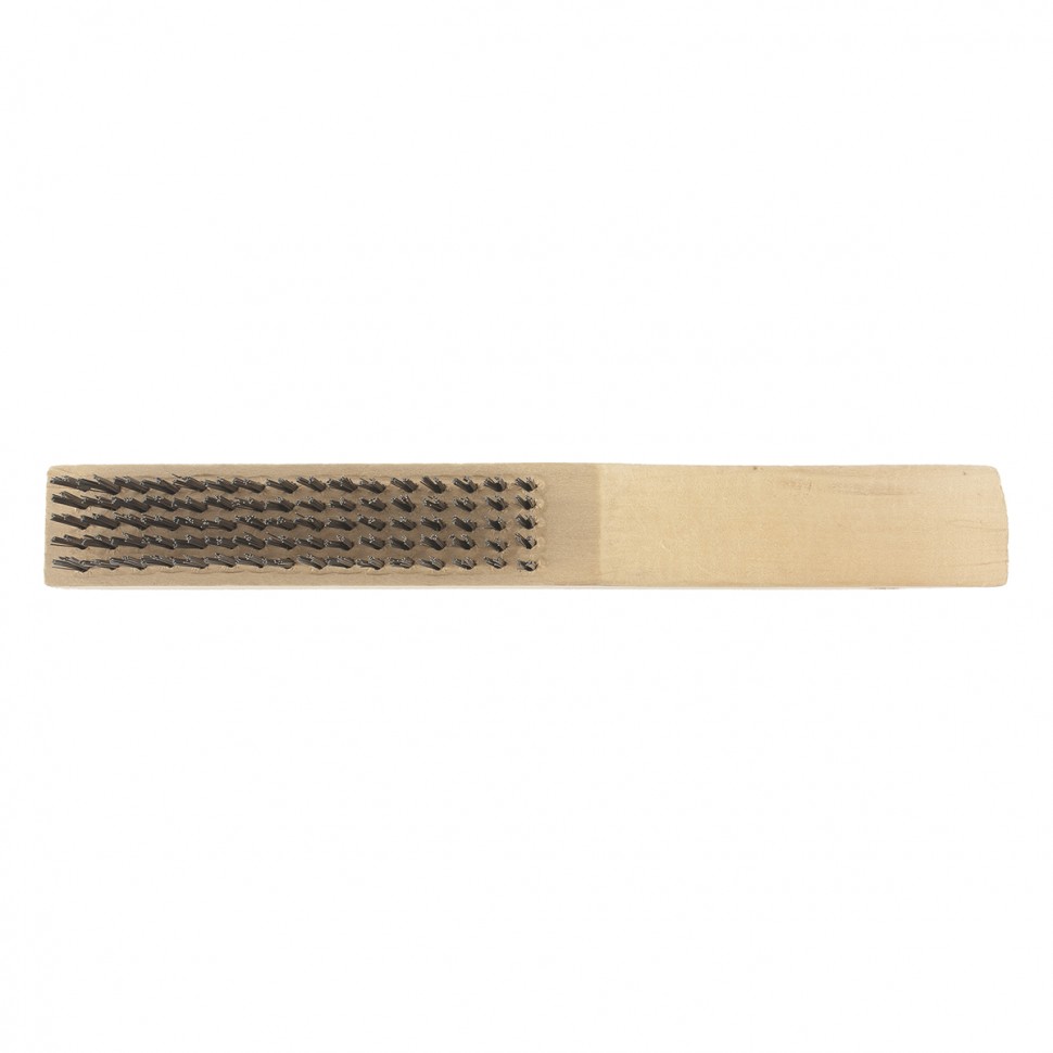 Щетка зачистная пятирядная, закаленная прямая проволока с деревянной ручкой Сибртех (74805)