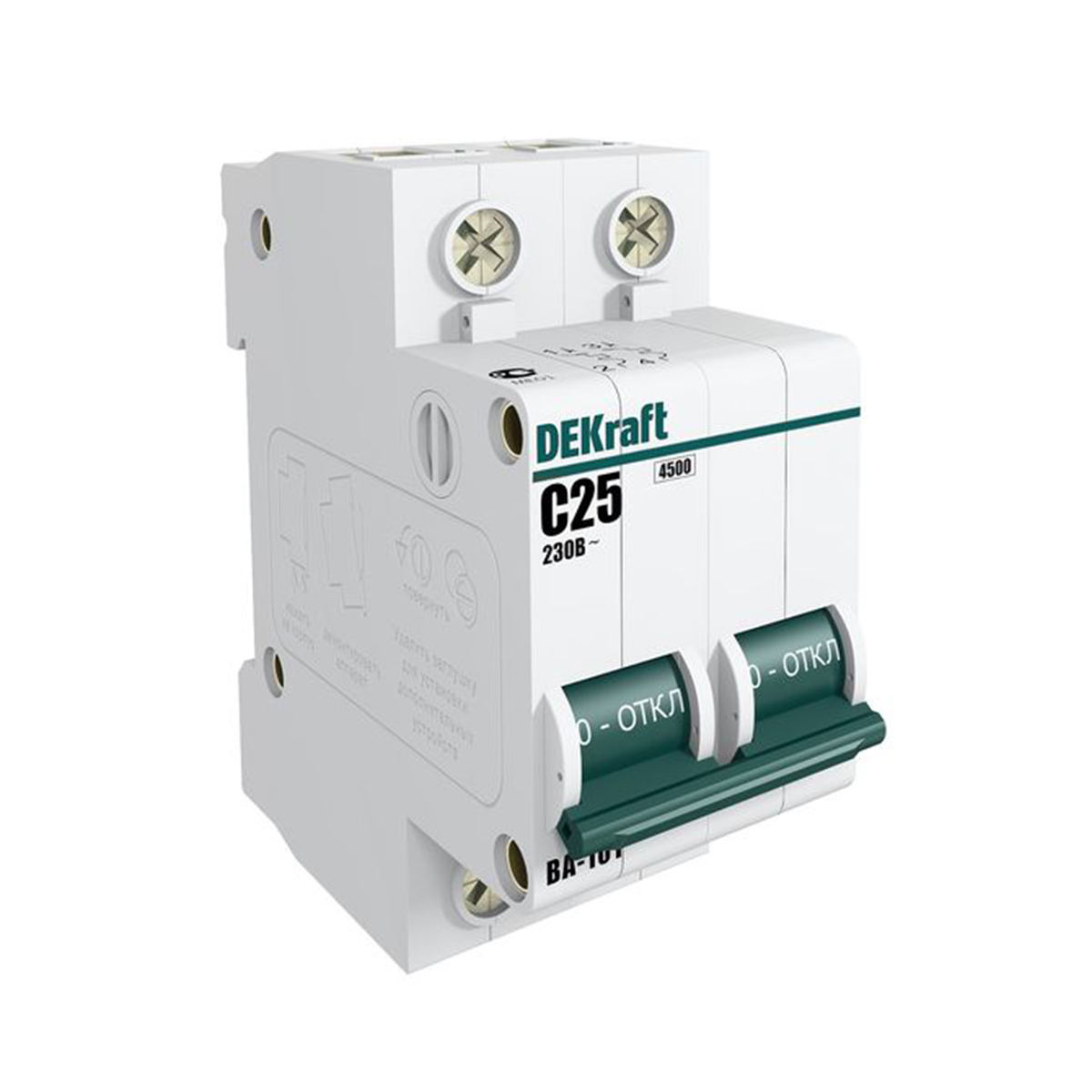 Выключатель автомат. ва-101 2р 25а 4,5ка тип с (1/6/72) "dekraft"