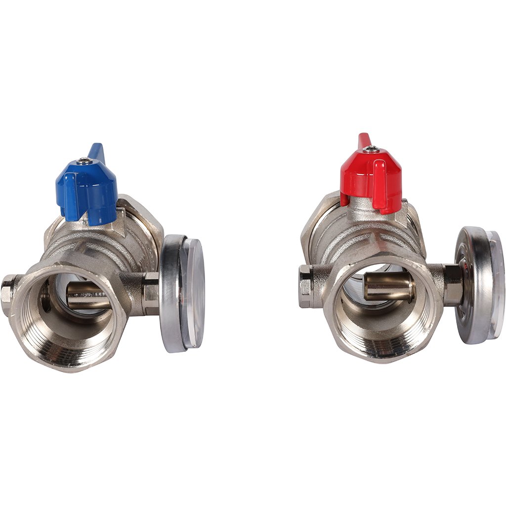 Комплект кранов с термометрами 1" ВН с разъёмным соединением для коллекторной группы (2шт) ROMMER