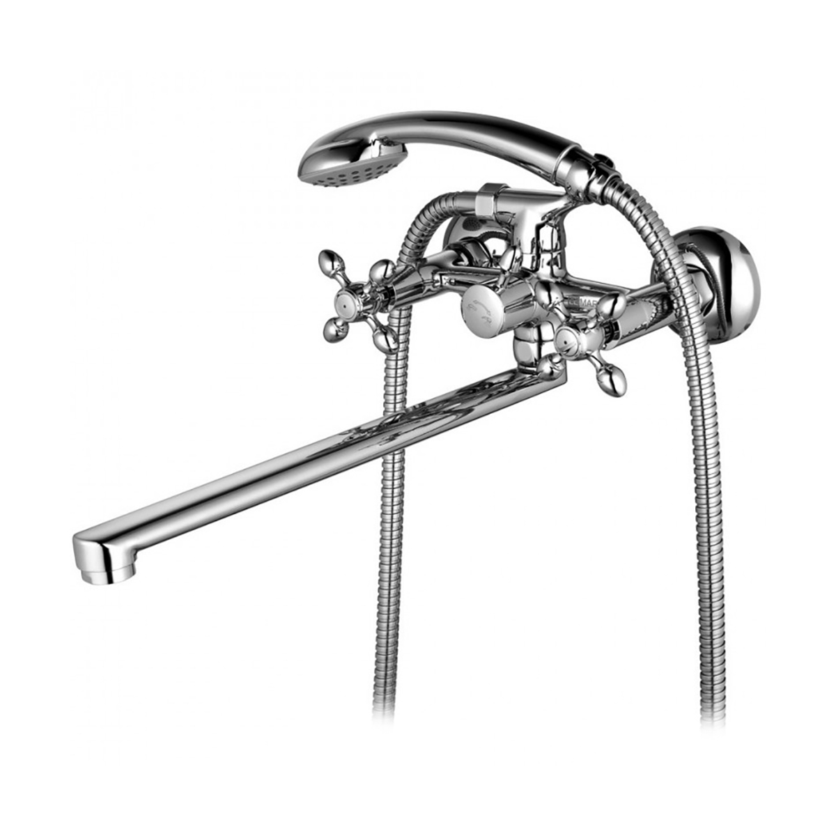 Смеситель для ванн "vista"  lm7651c  длинный плоский излив, двухвентильный (1/8) "lemark"