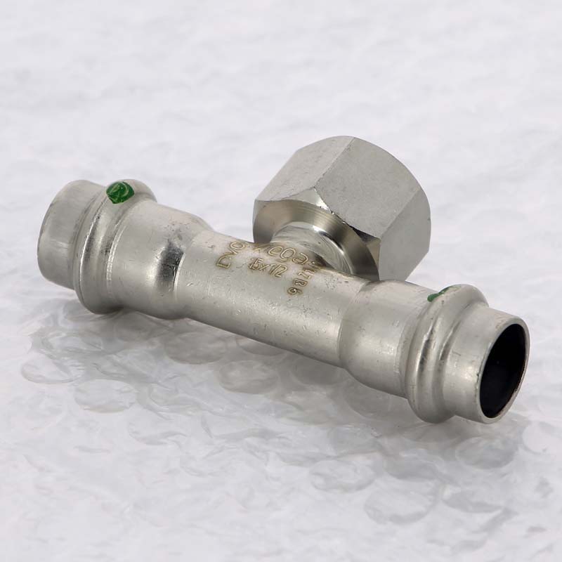 Тройник пресс-В 15х1/2"х15 нержавеющая сталь Sanpress Inox VIEGA