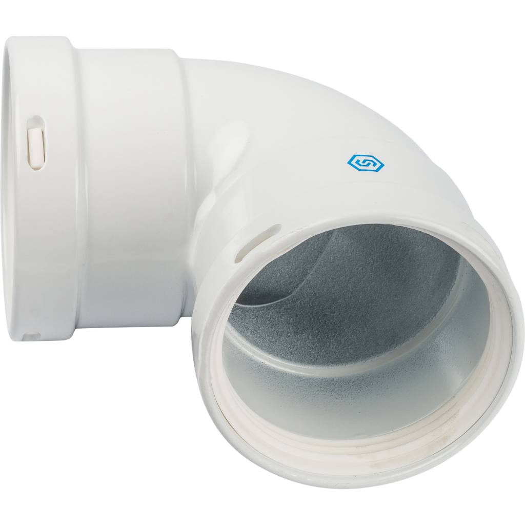 Угол 90° D=80 мм двухраструбный, для коаксиального дымохода STOUT