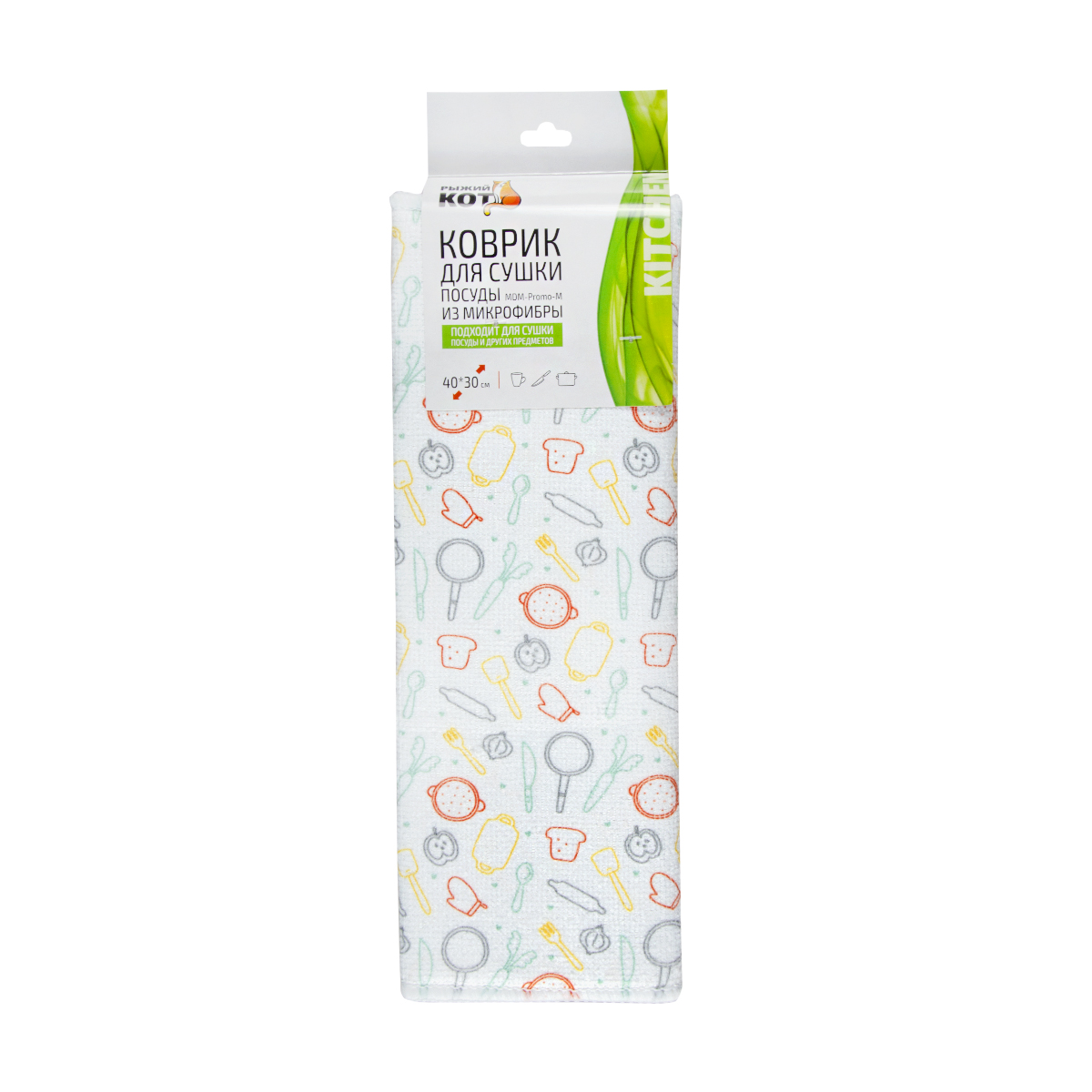 Коврик для сушки посуды 40*30 см (микрофибра) (1/10/40) "рыжий кот" mdm-promo-m