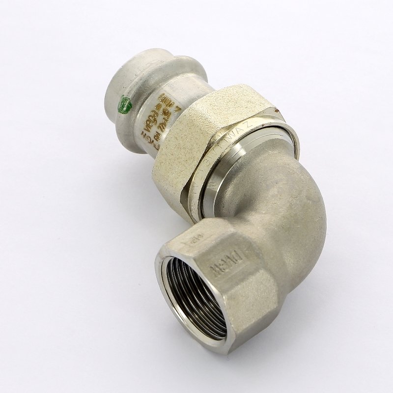 Угол разъемный пресс-В компактный 22x3/4" нержавеющая сталь Sanpress Inox VIEGA