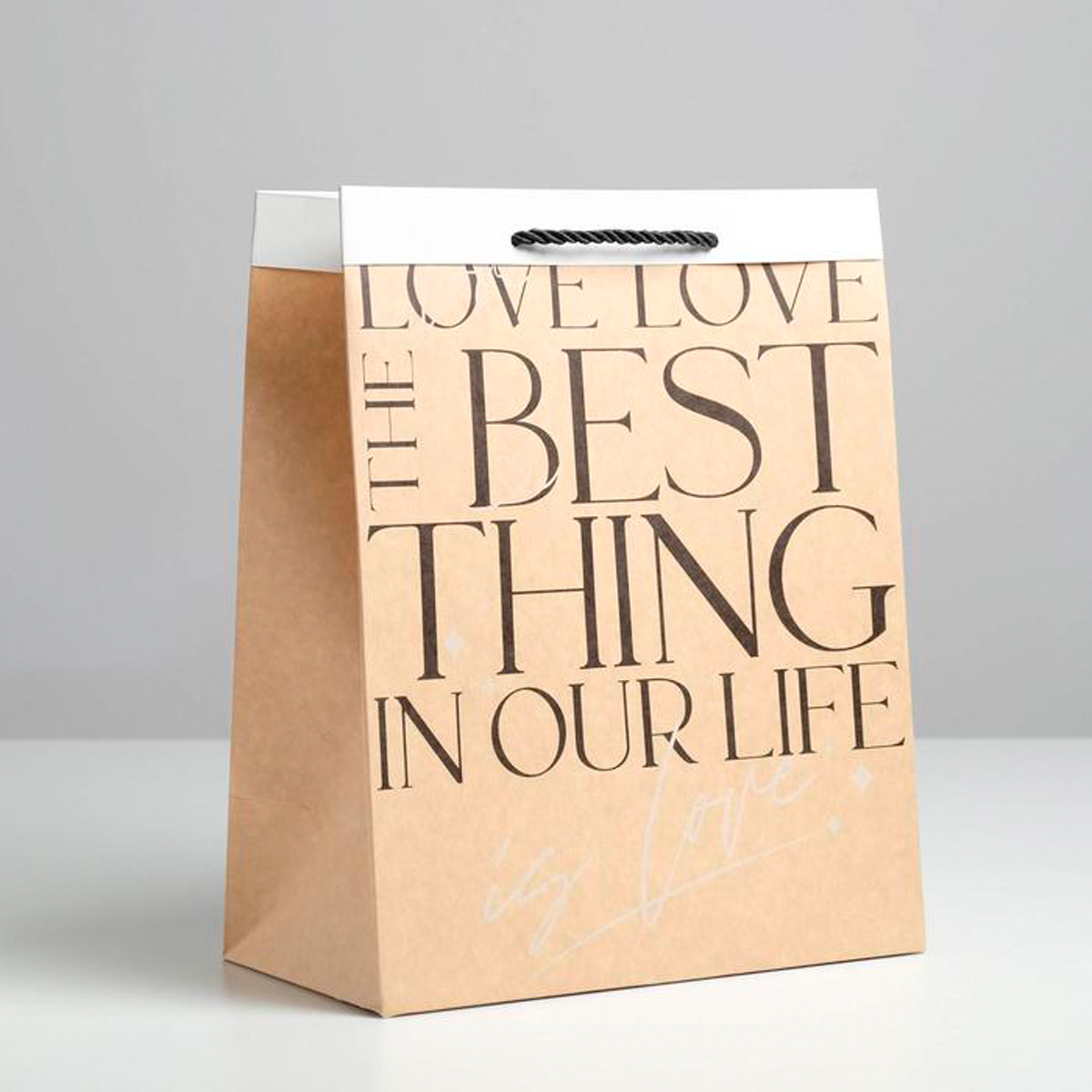 Пакет подарочный крафтовый "the best thing" 26*32*14 см (1/3/120) "дарите счастье" 5307535
