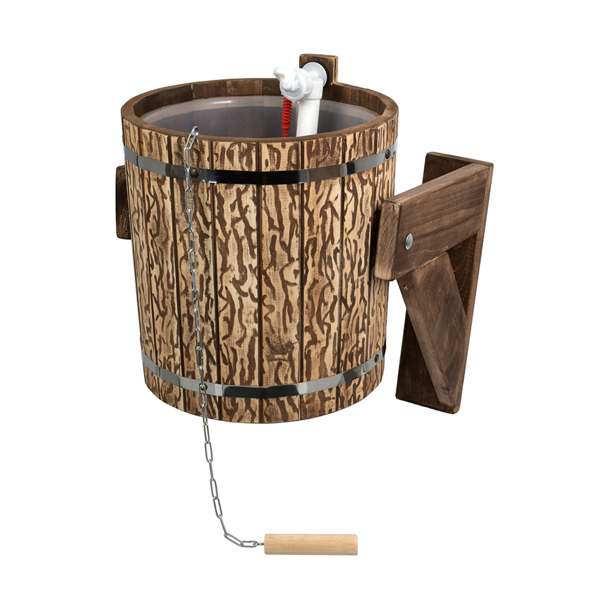 Обливное устройство "русский душ" 13 л пластик. вставка, налив. клапан, состаренн., липа (1) 33324