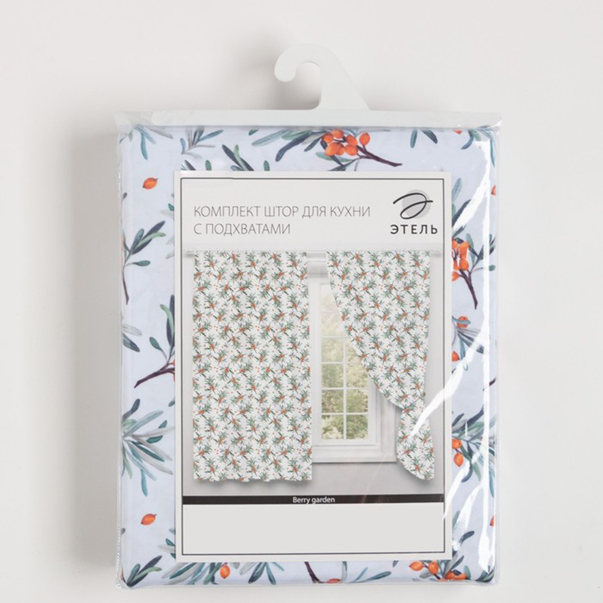 Шторы для кухни "berry garden" 145*180 см компл. 2 шт. с подхватами (1) "этель" 7183004
