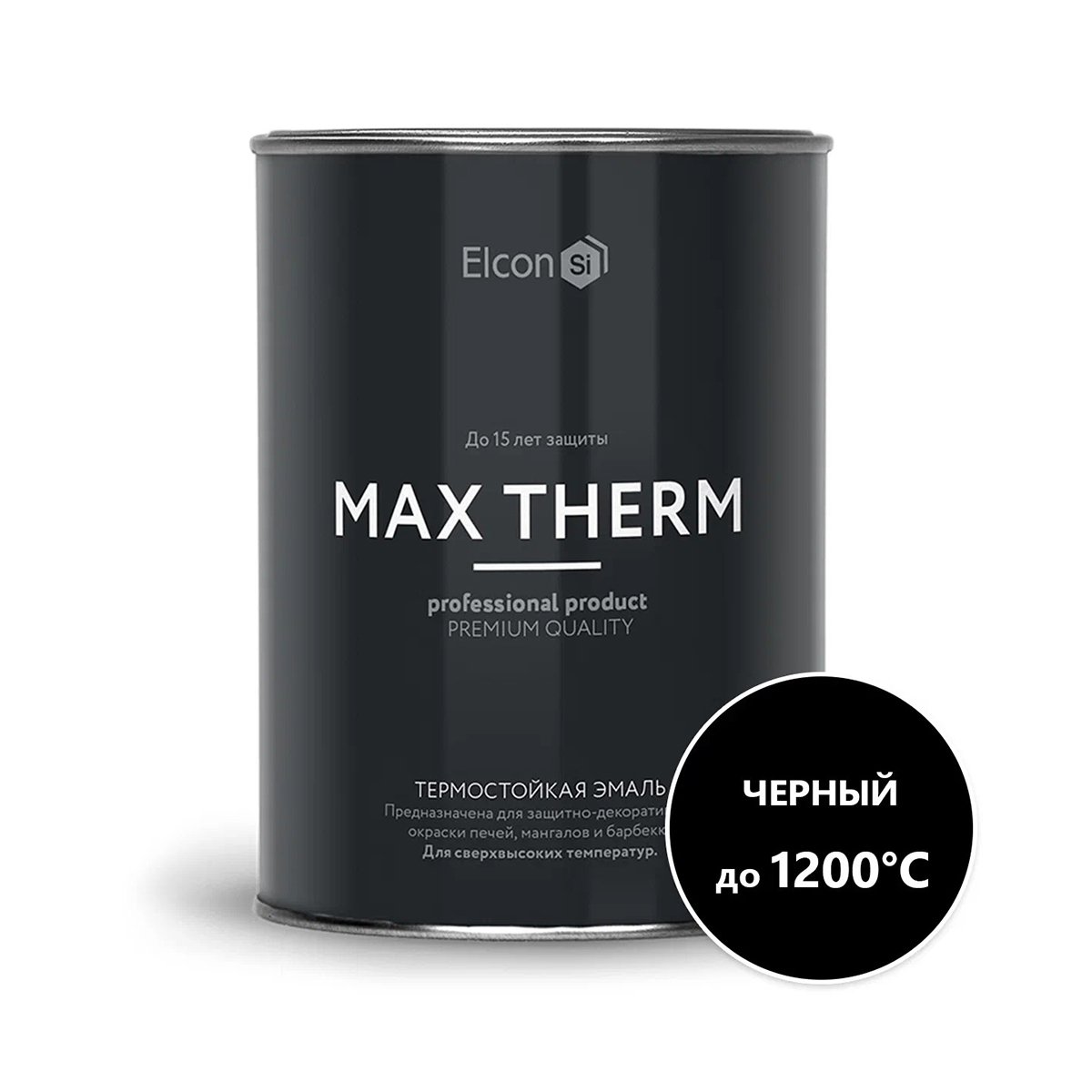 Эмаль термостойкая "max therm" черная (до 1200ºс) 0,8 кг (1/12) "elcon"