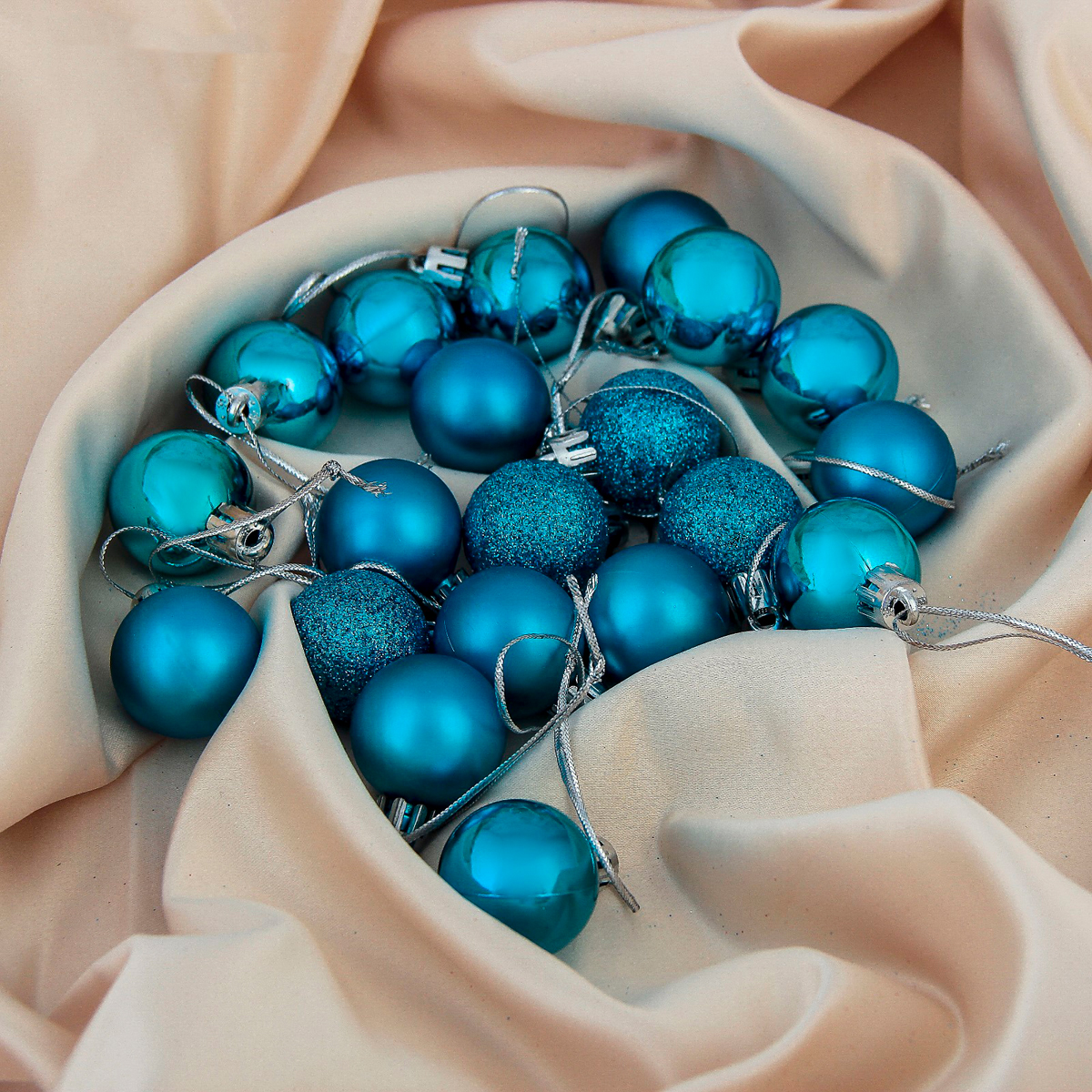 Шары новогодние d-3 см (набор 20 шт.) "перелив"  "зимнее волшебство" 3259647