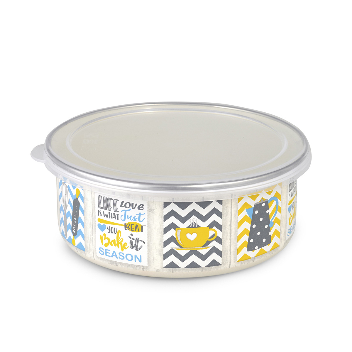 Миска эмалиров. "кантри" 0,75 л, 14 см пласт. крышка (1/6) "metrot"