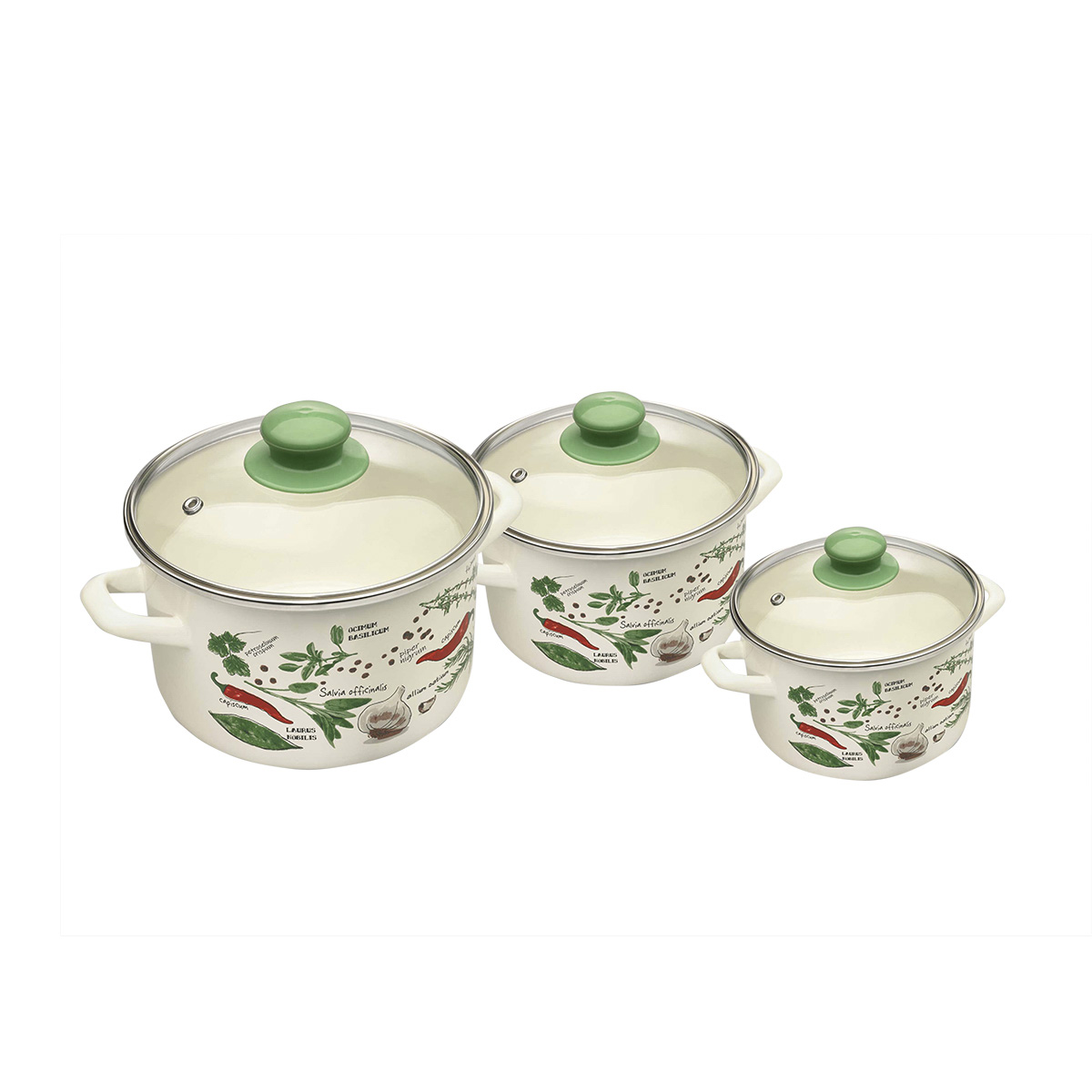 Набор кастрюль эмалиров. "специи" (2 + 3 + 5 л) (1) "metrot"