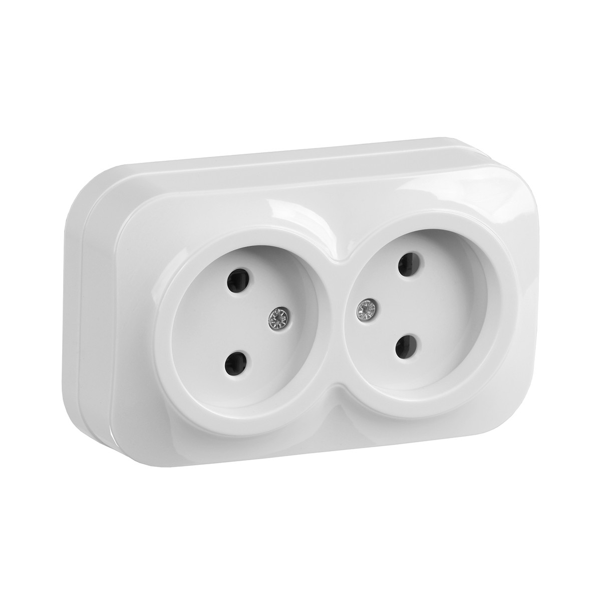 Розетка открыт. уст. "glory" 2-х местн. рс22-2-хб, 10а, белый (1/24/288) "iek"