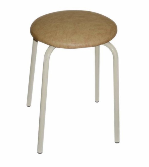 Табурет круглое мягкое сиденье (бежевый) ножки сталь (1/5) "виолет"