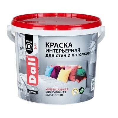 Краска DALI водно-дисперсионные интерьерная 5л белая 96%