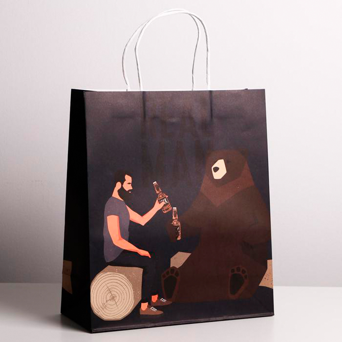 Пакет подарочный крафтовый "real man" 26*30*11,5 см (1/6/240) "дарите счастье" 4783330