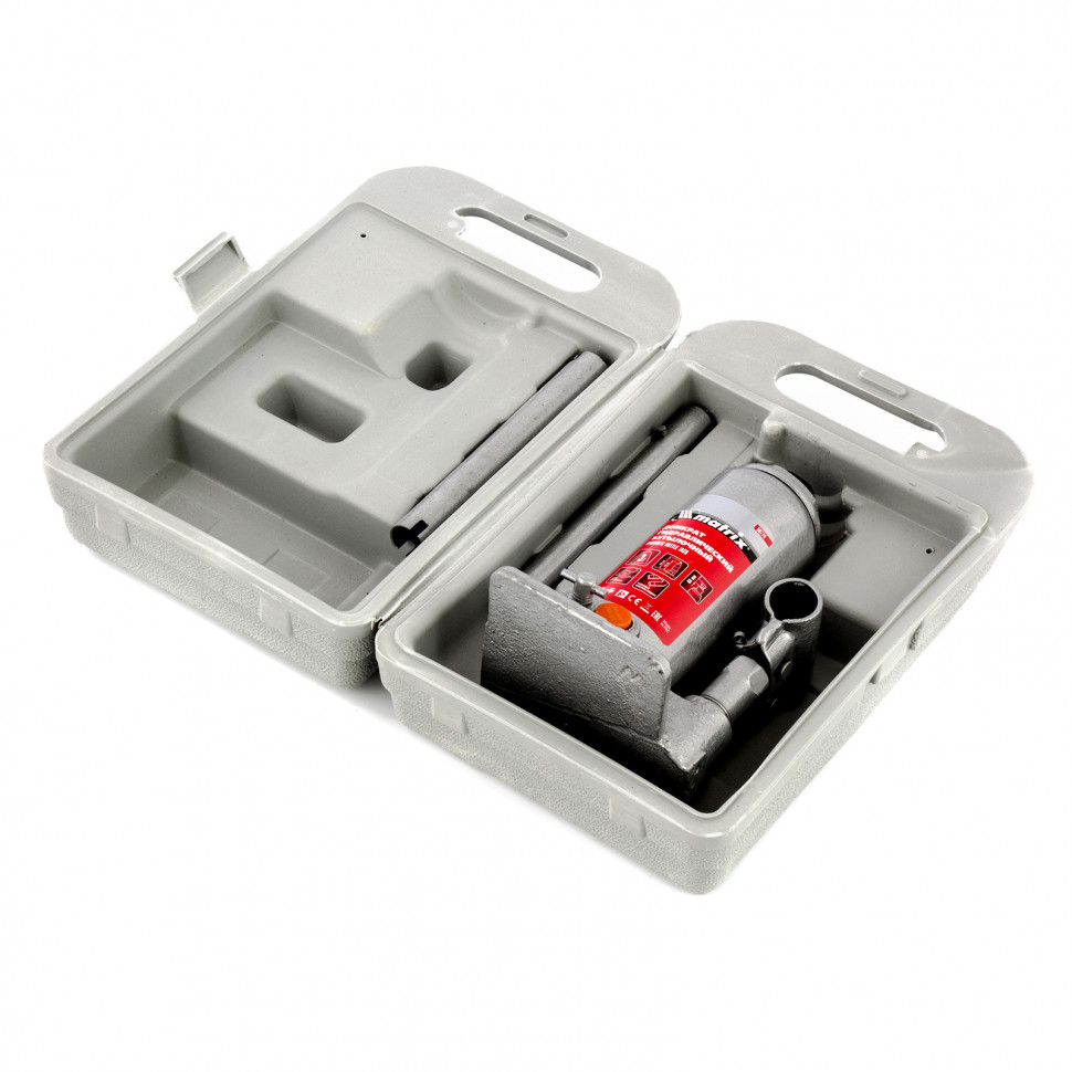 Домкрат гидравлический бутылочный, 3 т, h подъема 178-343 мм, в пластиковом кейсе Matrix (50774)