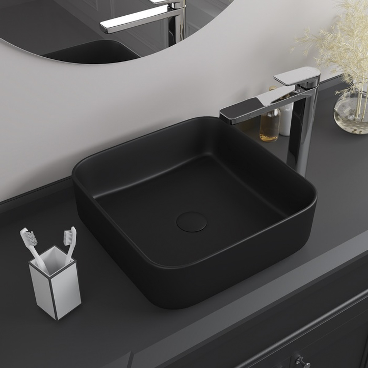 Раковина накладная "bridge" (черный матовый) (1) "iddis" bribm04i27