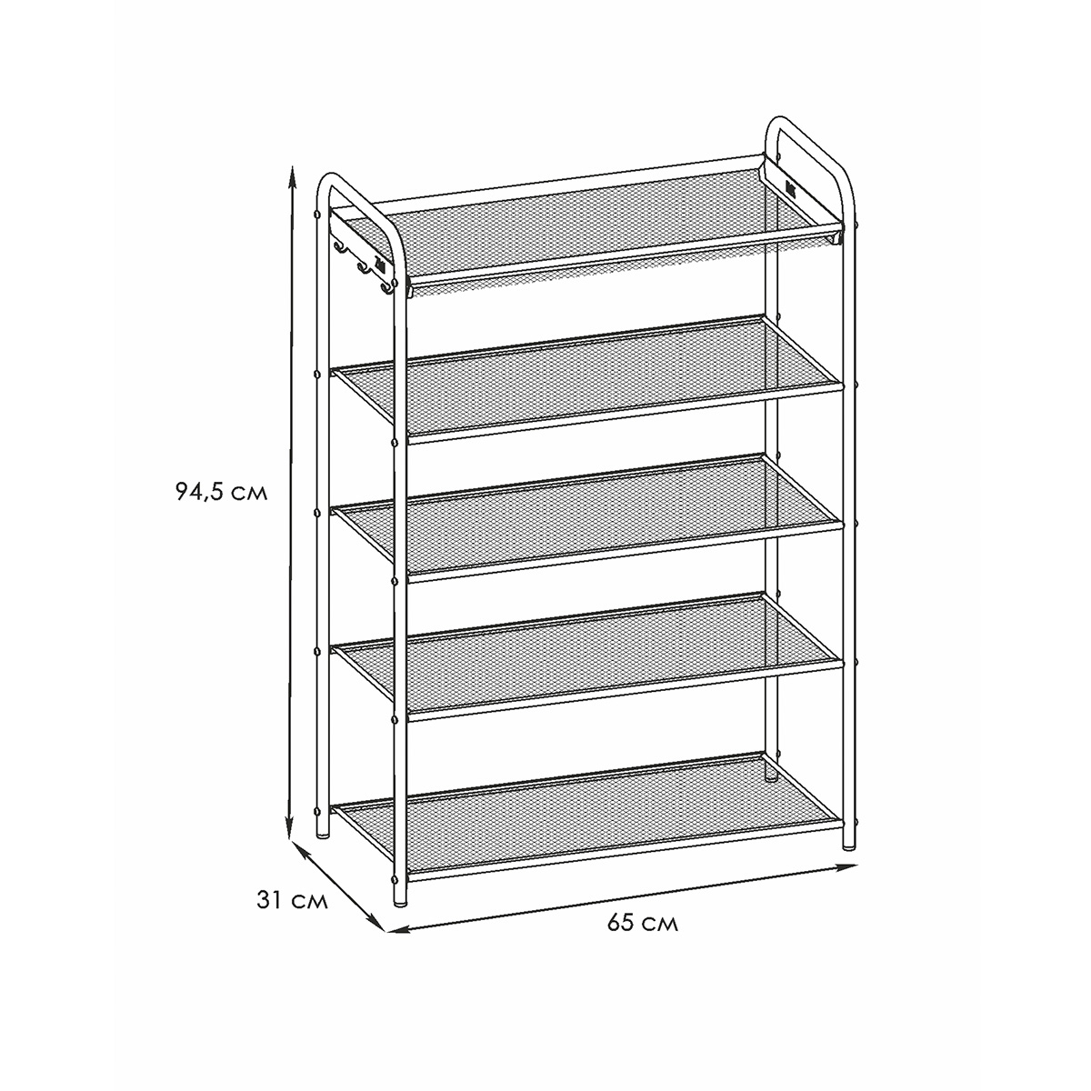 Подставка для обуви "верона 25" 5 полок (300*650*950 мм) черный (1) пдов25 ч