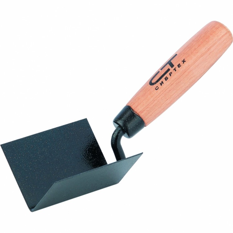 Кельма угловая, 80 х 60 х 60 мм, стальная, для внутренних углов, буковая ручка Сибртех (86307)