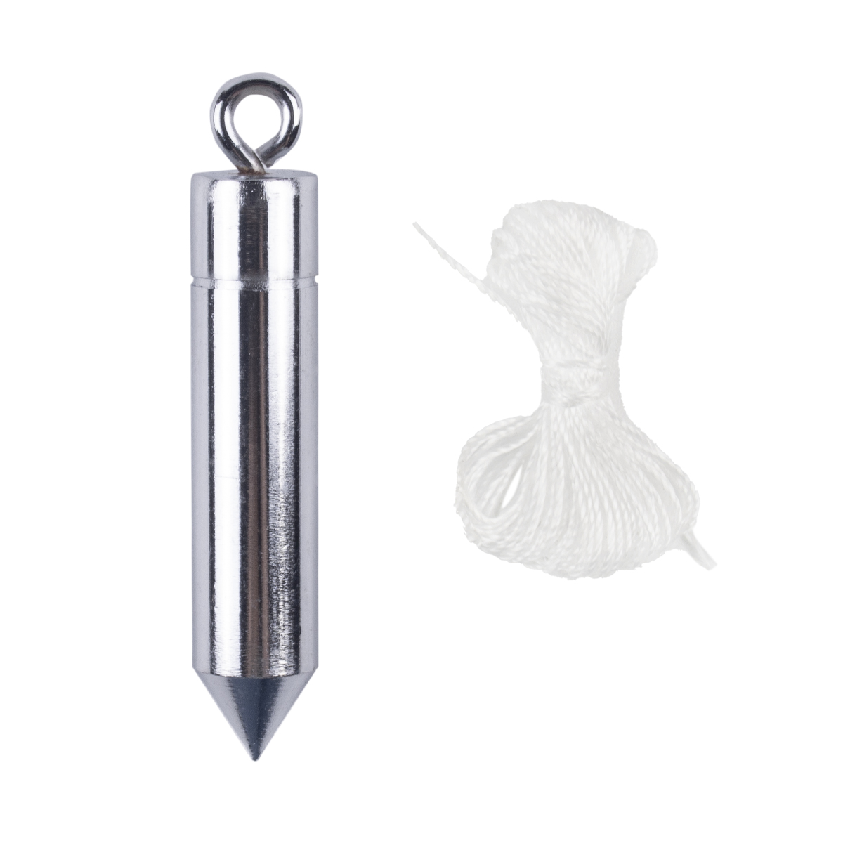 Отвес цилиндрический металл. 100 г, шнур 5 м (1/12/120) "шабашка"  034-4097