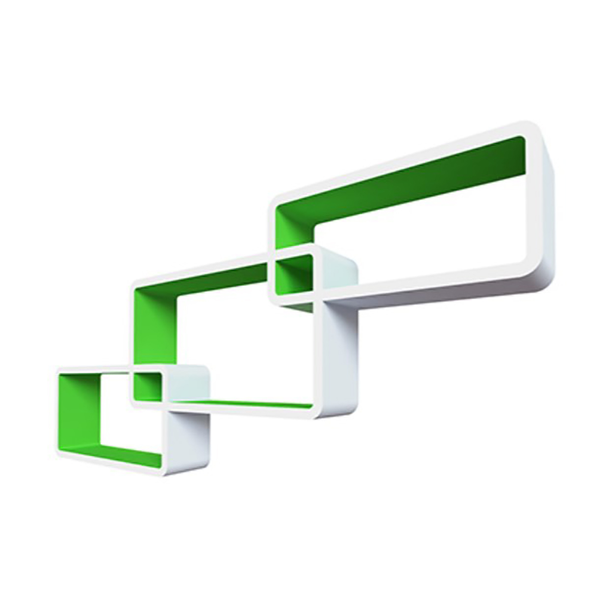 Комплект полок "нью-йорк" 44*24*10 см; 40*20*10 см; 36*16*10 см (белый/зеленый) "qwerty"