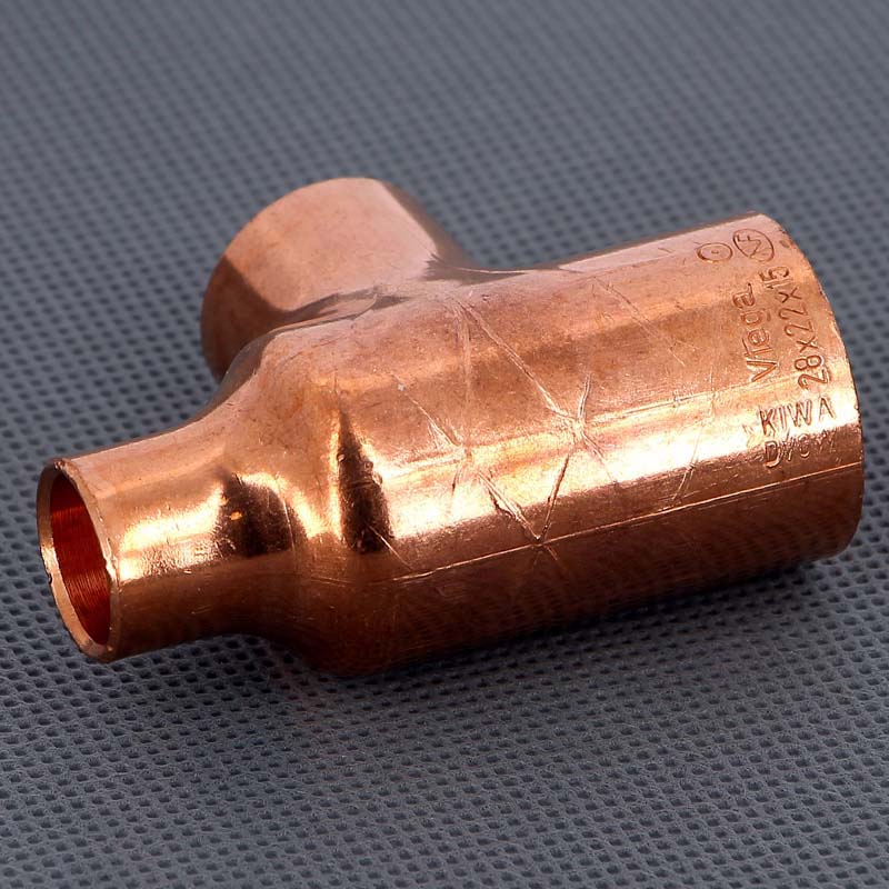 Тройник переходной под пайку 28 х 22 х 15 мм VIEGA медный