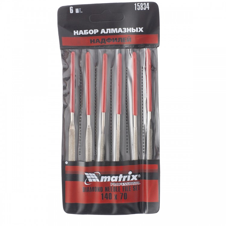 Набор надфилей алмазных, 140 х 70 х 3 мм, 6 шт Matrix (15834)