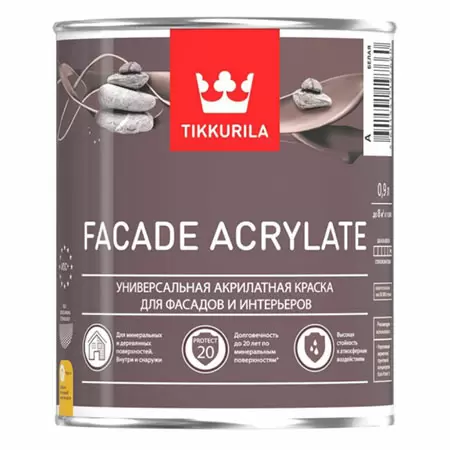 TIKKURILA FACADE ACRYLATE краска акрилатная, универсальная для фасадов и интерьеров, база C (0,9л)
