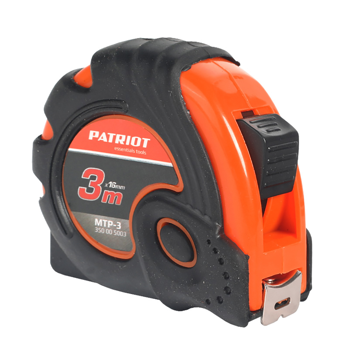 Рулетка с фиксатором  3 м/16 мм mtp-3 обрезин. корпус (1/12) "patriot" 350005003
