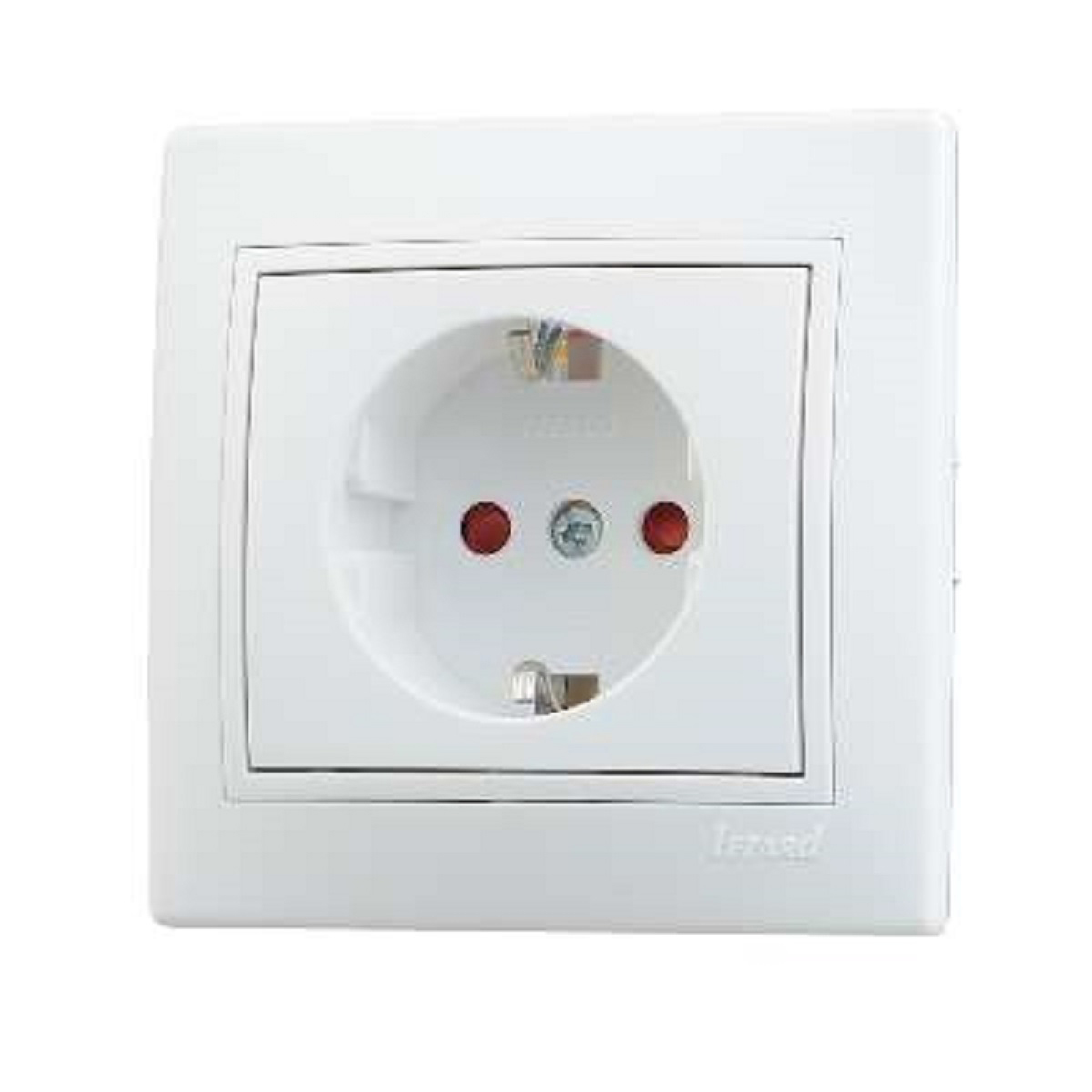 Розетка "mira" 1 местн. с заземл, с шторками, белый (1/10/120) "lezard" 701-0202-124b