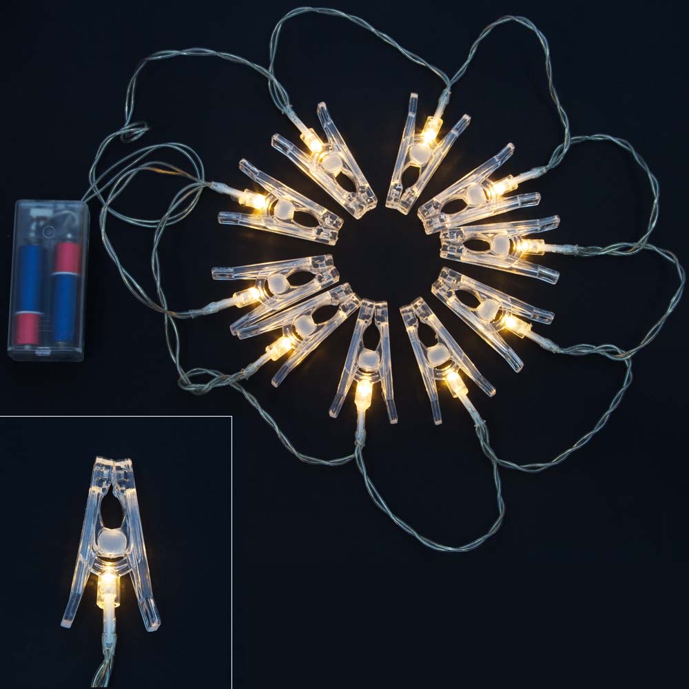 Электрогирлянда "прищепки" 1,85 м  на батарейках (1/24) "волшебная страна"