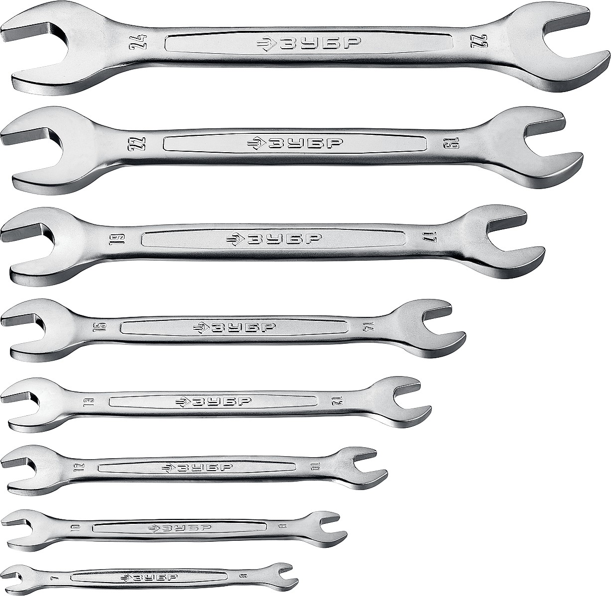 ЗУБР 8 шт, 6 - 24 мм, набор рожковых гаечных ключей, Профессионал (27011-H8)