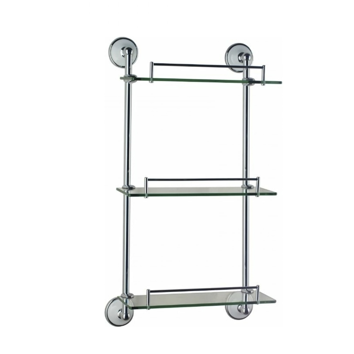 Полка для ванной 3-х ярусная "aster" стекло, металл хром. (1/10) "brissen" b2207-3