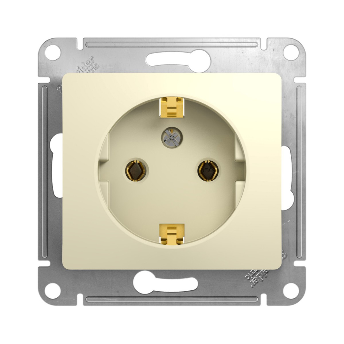 Розетка "glossa" 1 местн. с заземл. (механизм) 16а, бежевый (1/20/160) "schneider"