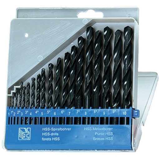 Набор сверл по металлу, 1-10 мм, (через 0.5 мм), HSS, 19 шт, пластиковый бокс, цилиндрический хвостовиковик Sparta (723705)
