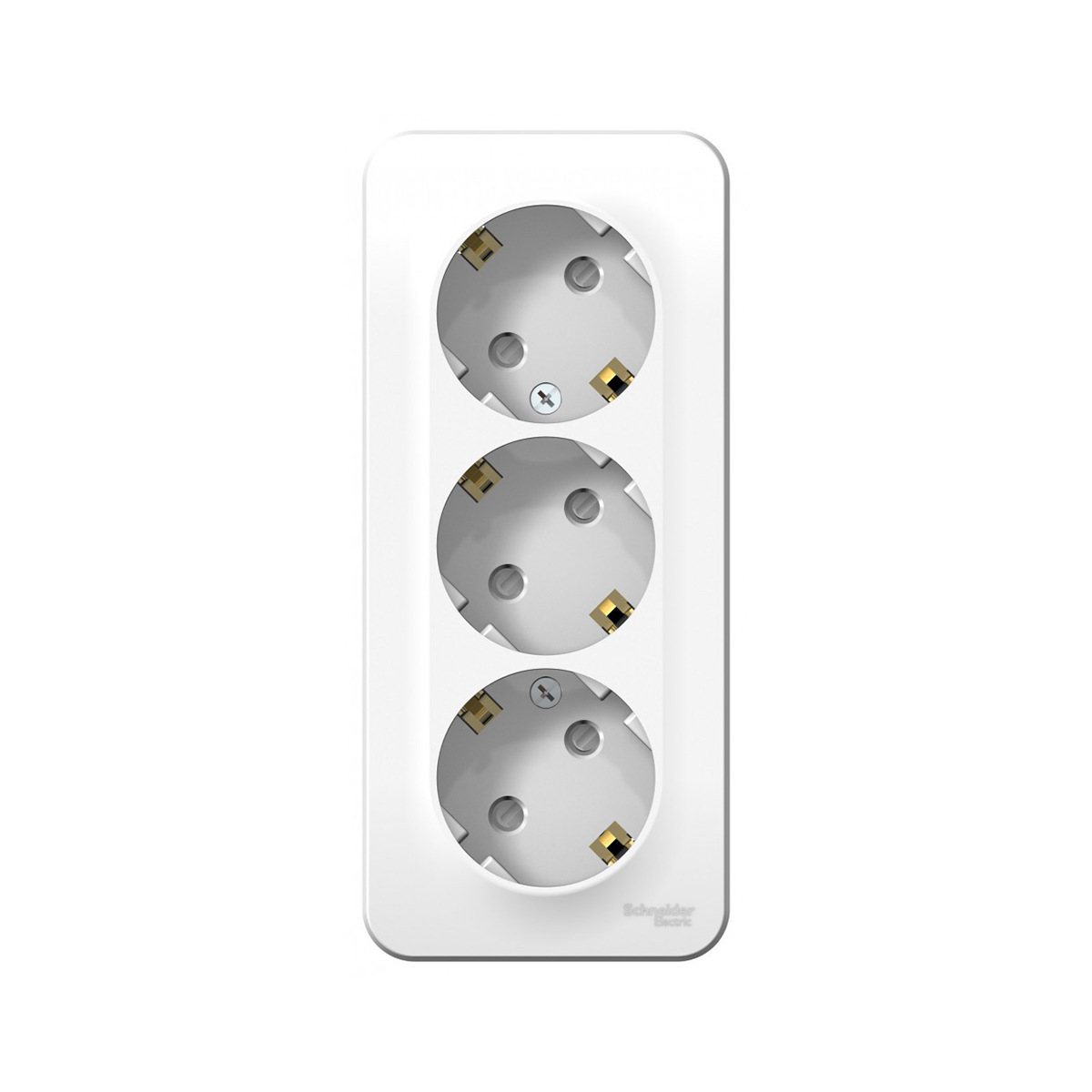 Розетка открыт. уст. "blanca" 3-х местн. с заземл, с шторками 16а, белый (1/5/30) "schneider"