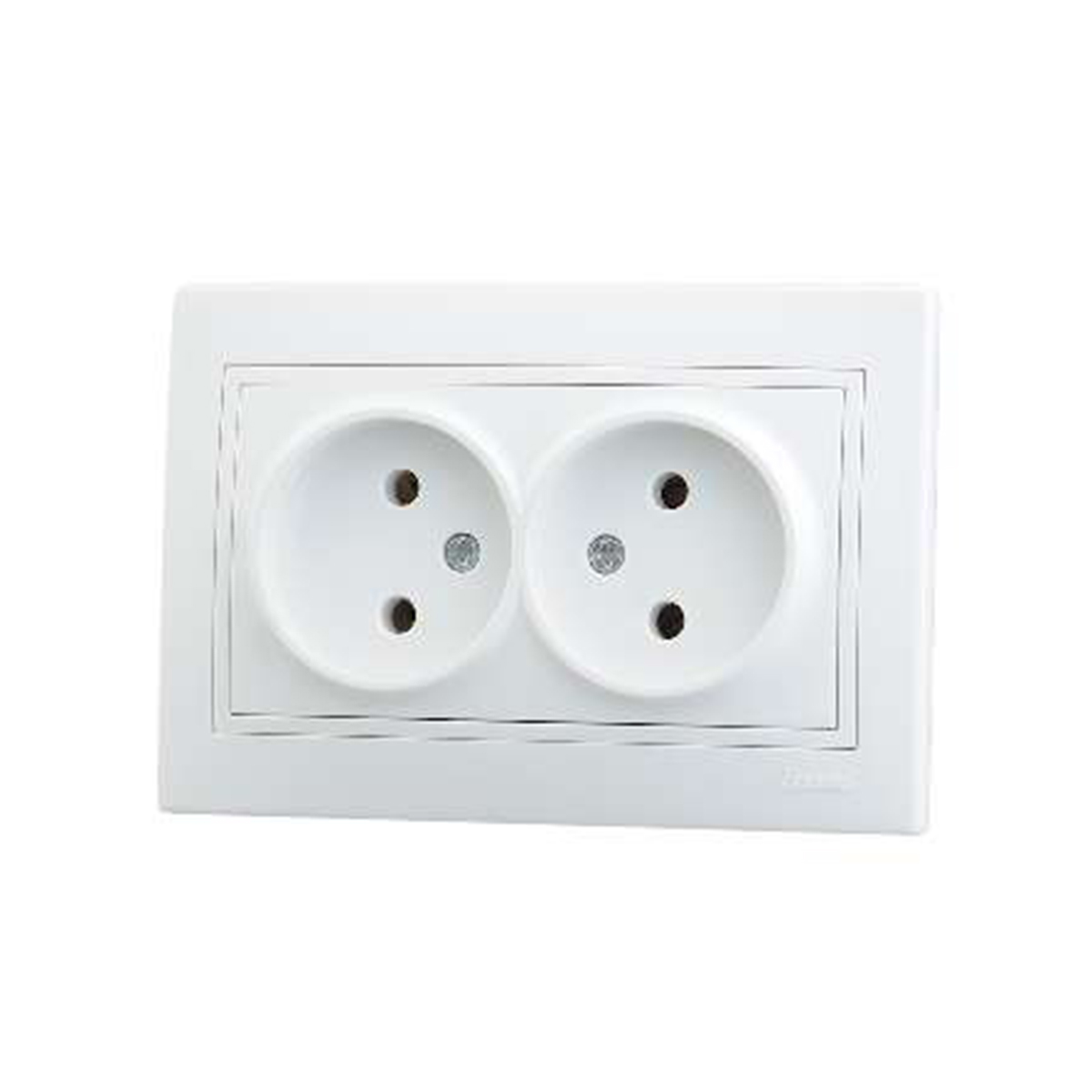 Розетка "mira" 2-х местн. (керамика) белый (1/10/120) "lezard" 701-0202-128