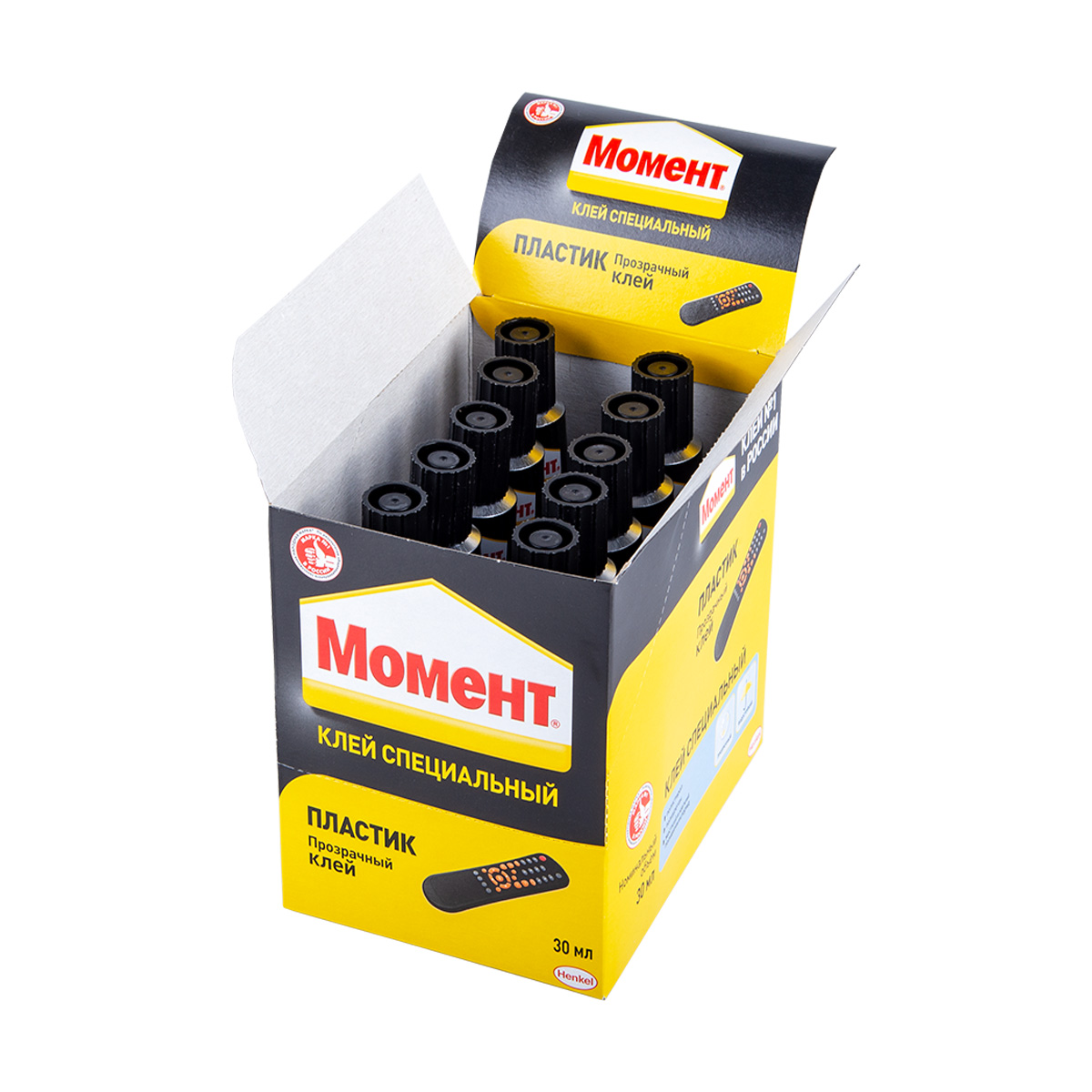 Клей момент пластик  30 мл в шоу-боксе (10/120) хенкель