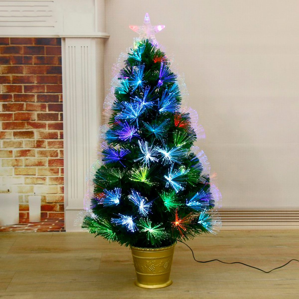 Ель декор. фиброоптич. t687v12-90  90 см, 80 веток (зеленая) "зимнее волшебство" 2338613