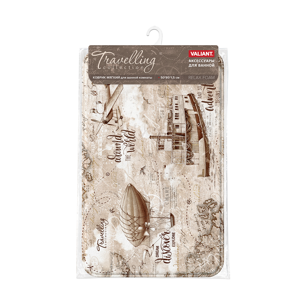 Коврик для ванной "travelling" 50*80 см (1/20) "valiant" tc-p-58