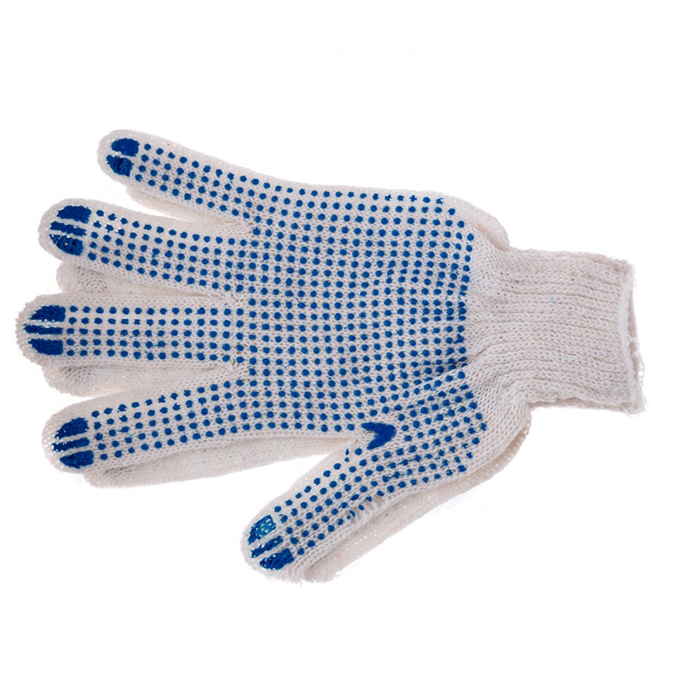 Перчатки х/б, ПВХ покрытие, "Точка", 6 пар в упаковке, 7 класс (67717)